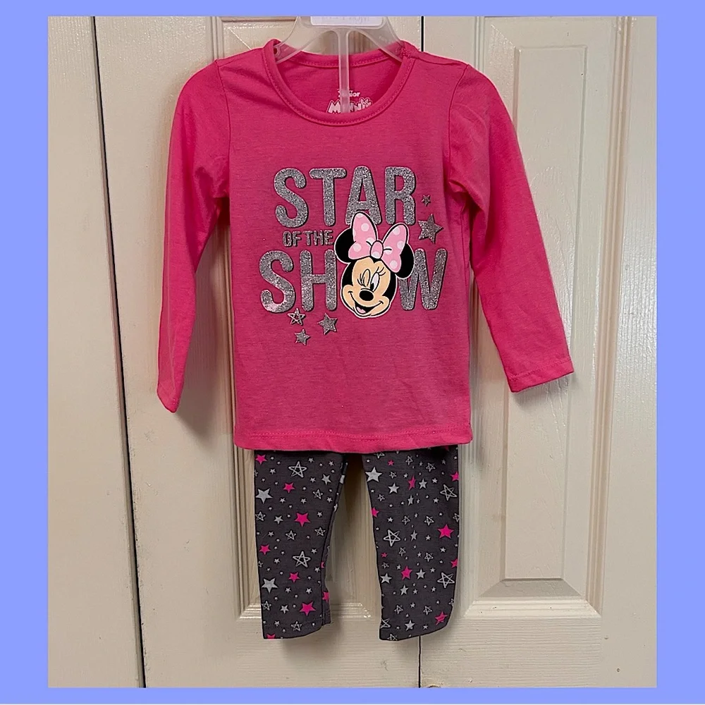 Disney Minnie Mouse Pink and Gray Star Outfit - Picture 1 of 5